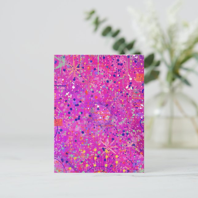 Magenta Jubileum Abstrakt Tryck  Vykort (Stående Fram)