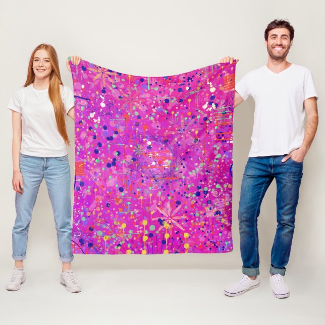 Magenta Jubileums Abstrakt Tryck  Fleecefilt (På plats)