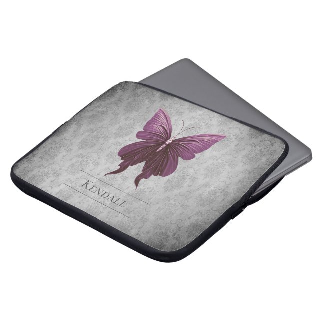 Magenta Jude Butterfly Damask Laptop Fodral (Framsida topp)