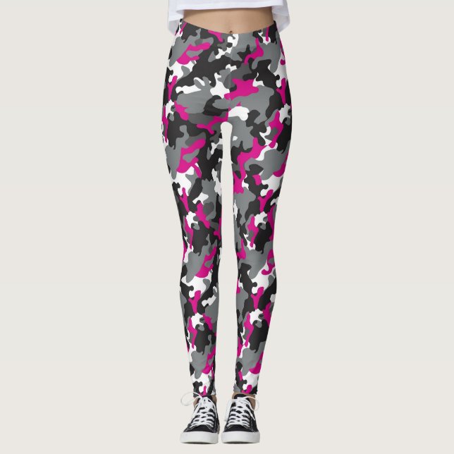 Magenta Kamouflageleggings Leggings (Framsida)