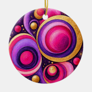 Magenta kosmisk bubbla abstrakt mönster julgransprydnad keramik