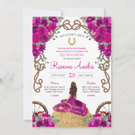 Magenta Land Westerna Shock rosa Ro Quinceañera Inbjudningar