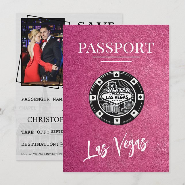 Magenta Las Vegas-pass Spara datum Datumet (Fram/baksida)