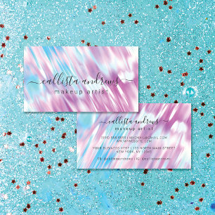 Magenta Lila Aqua Blue HoloGraph Makeup Artist Visitkort