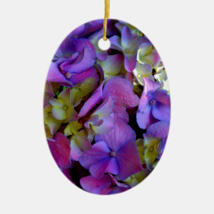 Magenta Lila blue gult Hydrangeas blommor Julgransprydnad Keramik