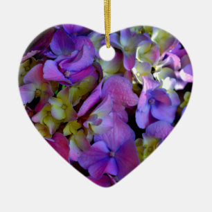 Magenta Lila blue gult Hydrangeas blommor Julgransprydnad Keramik