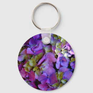 Magenta Lila blue gult Hydrangeas blommor Nyckelring