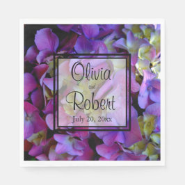 Magenta Lila blue gult Hydrangeas blommor Pappersservett