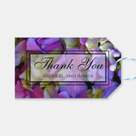 Magenta Lila blue gult Hydrangeas blommor Presentetikett