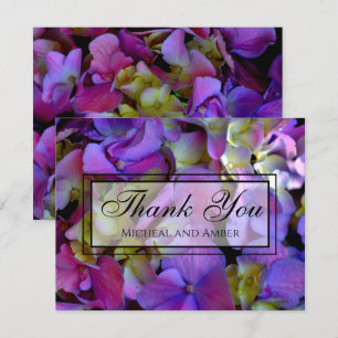 Magenta Lila blue gult Hydrangeas blommor Tack Kort