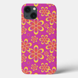 Magenta Lila Gult Groovy Flower Mönster