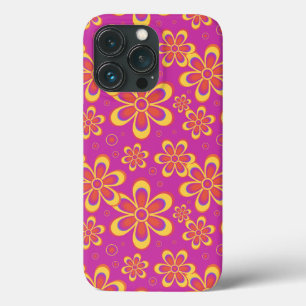 Magenta Lila Gult Groovy Flower Mönster