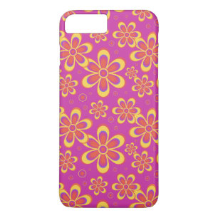 Magenta Lila Gult Groovy Flower Mönster