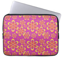 Magenta Lila Gult Groovy Flower Mönster