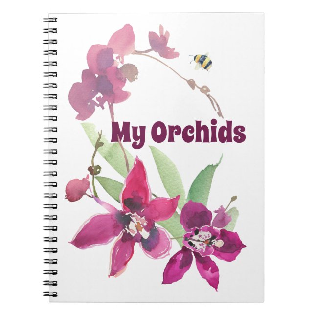 Magenta Lila Personlig Orchid Blommigt Be Anteckningsbok (Framsidan)