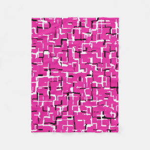Magenta Lila Rosa Black White Mönster Fleecefilt