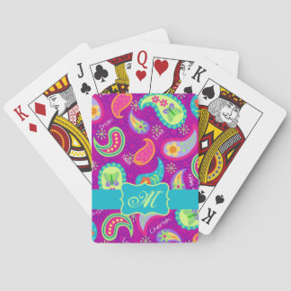 Magenta Lila Turcos Modern Paisley Monogram Casinokort