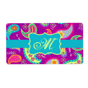 Magenta Lila Turcos Modern Paisley Mönster Fraktsedel