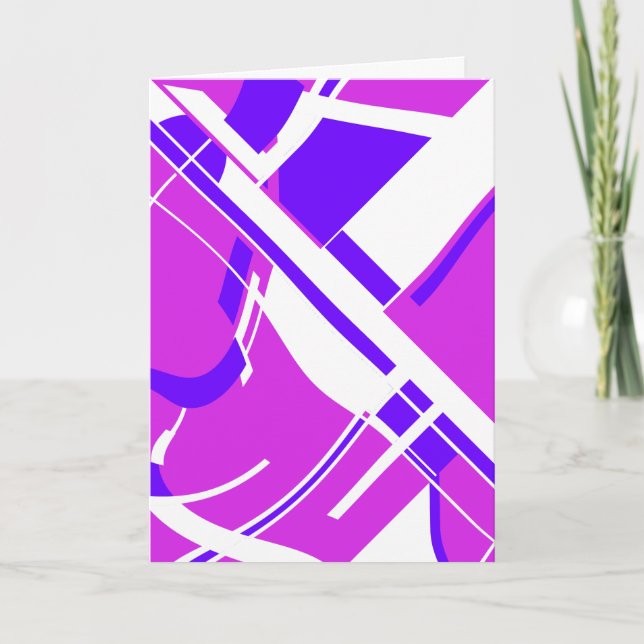 Magenta Lila Vita, böjda geometriska former Kort (Framsida)