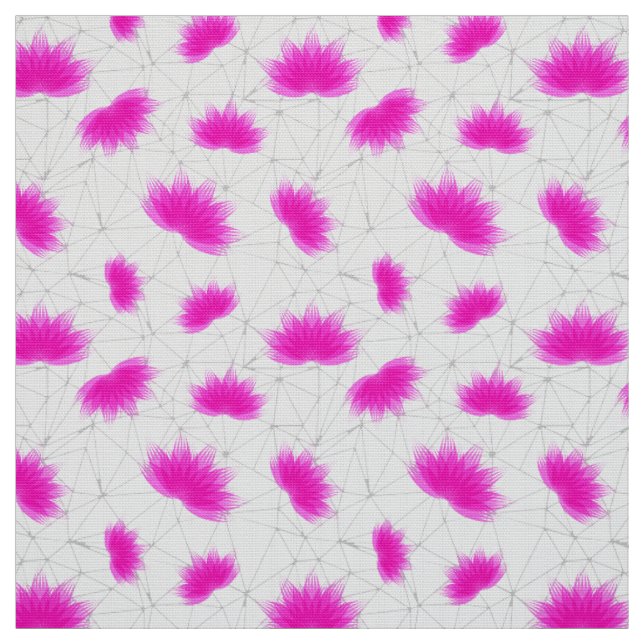 Magenta Lotus Flower Mönster med Grått Net Tyg (Provkarta)