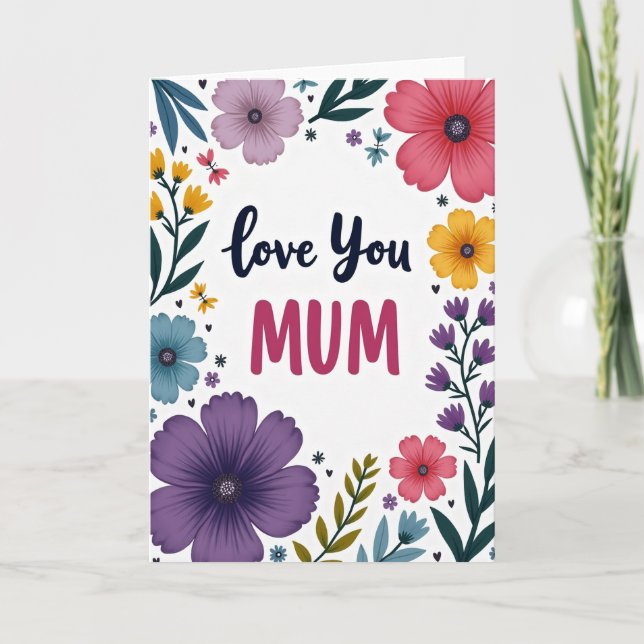 Magenta Love You Mum Card Kort (Framsida)