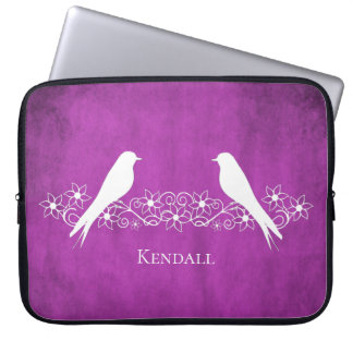 Magenta Lovebird Blommigt Vine Laptop sleeve