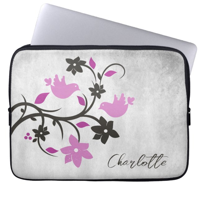 Magenta Lovebird Personlig Laptop sleeve (Framsidan)