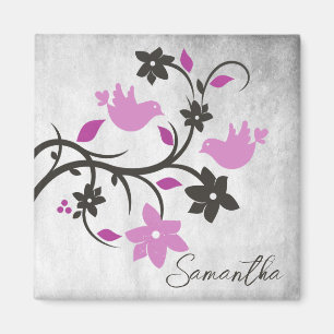 Magenta Lovebird Personlig Magnet