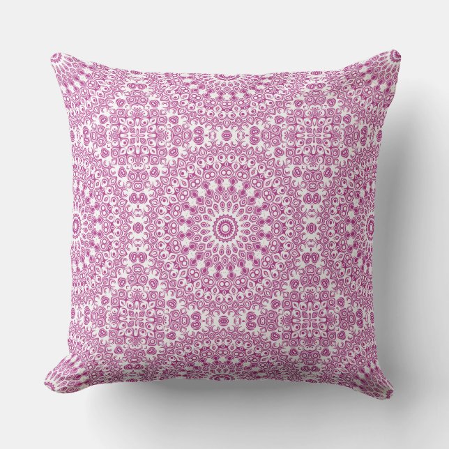 Magenta Mandala Geometric Mönster Kudde (Framsida)
