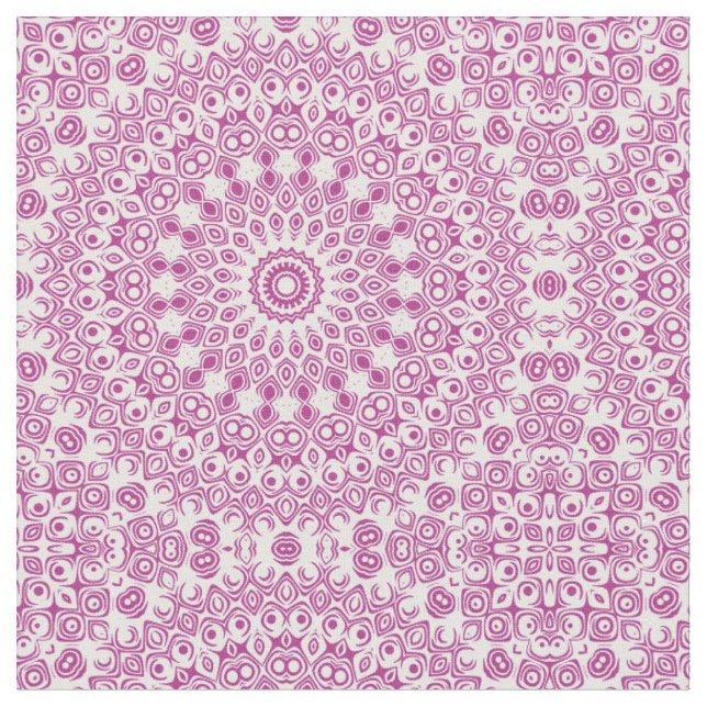 Magenta Mandala Geometriskt Mönster Tyg (Närbild)