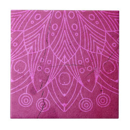 Magenta Mandala Zen Rustic Body Mind Spirit Kakelplatta