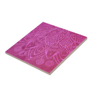 Magenta Mandala Zen Rustic Body Mind Spirit Kakelplatta
