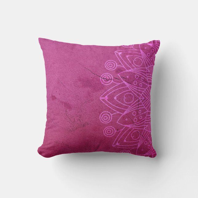 Magenta Mandala Zen Rustic Body Mind Spirit Kudde (Framsida)