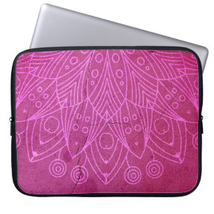 Magenta Mandala Zen Rustic Body Mind Spirit Laptop Fodral