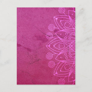 Magenta Mandala Zen Rustic Body Mind Spirit Vykort