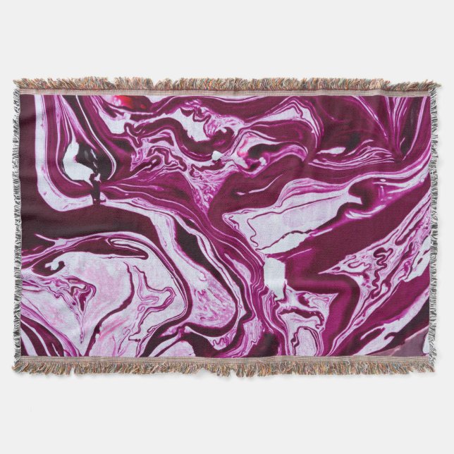 Magenta Marble Struktur: Abstrakt Fluid Art Filt (Framsidan)
