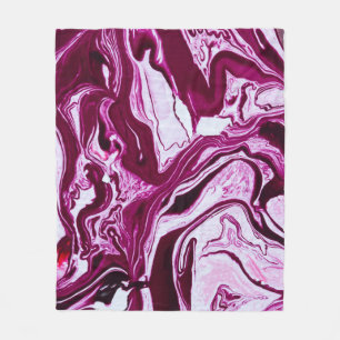 Magenta Marble Struktur: Abstrakt Fluid Art Fleecefilt