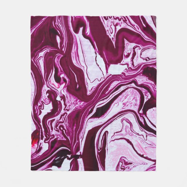Magenta Marble Struktur: Abstrakt Fluid Art Fleecefilt (Framsidan)