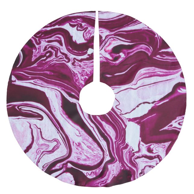 Magenta Marble Struktur: Abstrakt Fluid Art Julgransmatta Borstad Polyester (Framsidan)