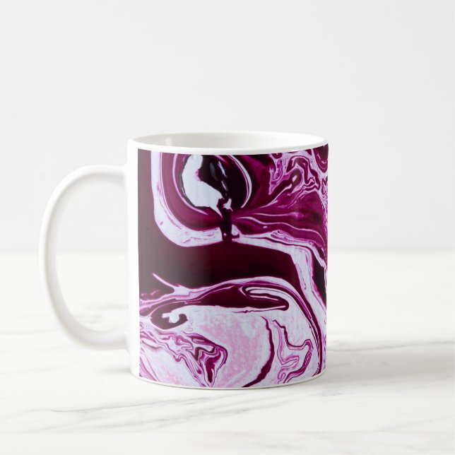 Magenta Marble Struktur: Abstrakt Fluid Art Kaffemugg (Vänster)