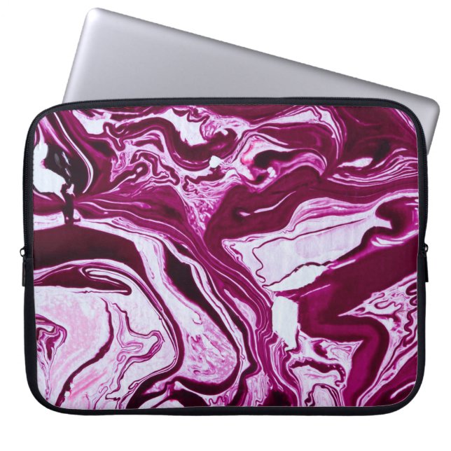 Magenta Marble Struktur: Abstrakt Fluid Art Laptop Fodral (Framsidan)