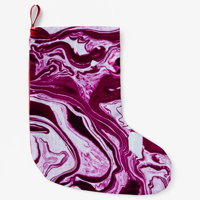 Magenta Marble Struktur: Abstrakt Fluid Art Liten Julstrumpa (Framsidan)