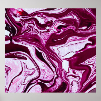 Magenta Marble Struktur: Abstrakt Fluid Art Poster