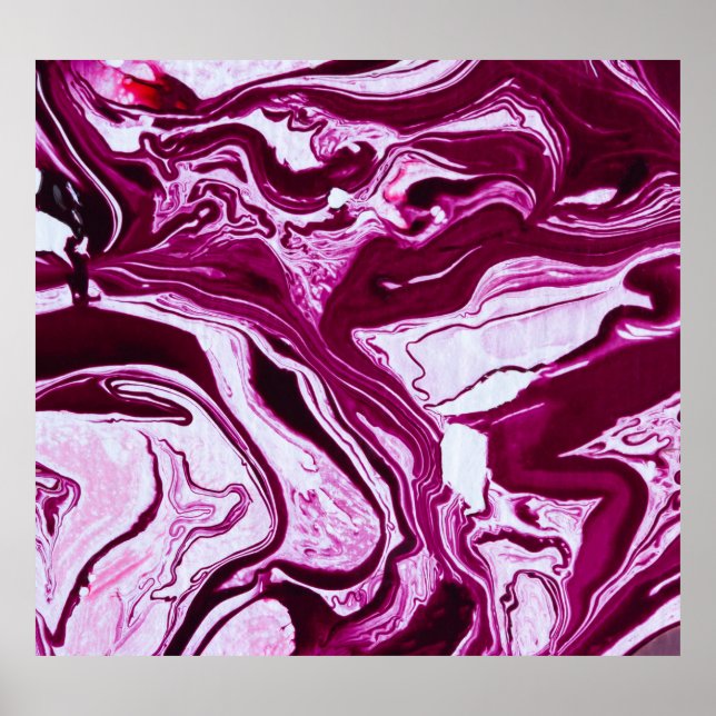Magenta Marble Struktur: Abstrakt Fluid Art Poster (Framsidan)