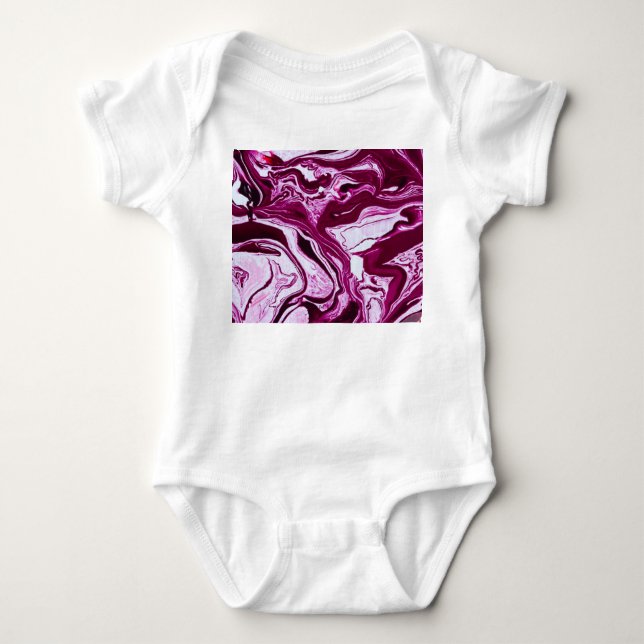 Magenta Marble Struktur: Abstrakt Fluid Art T Shirt (Framsida)