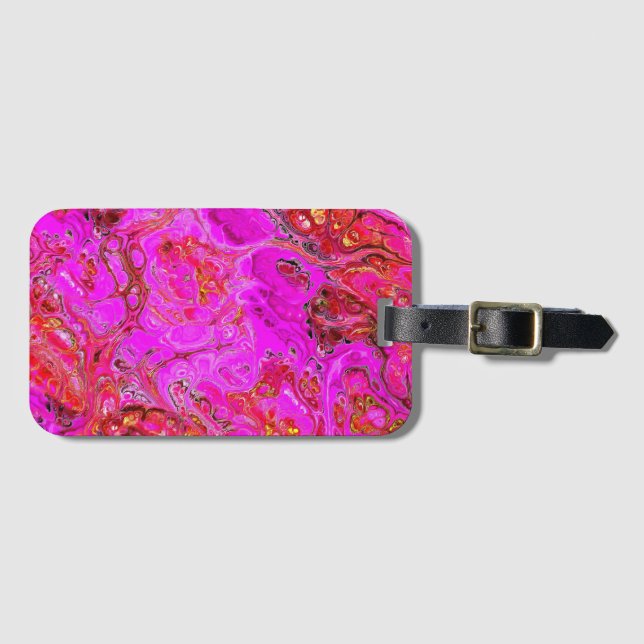 Magenta Marble Swirl Luggage Tag Bagagebricka (Framsida horisontal)