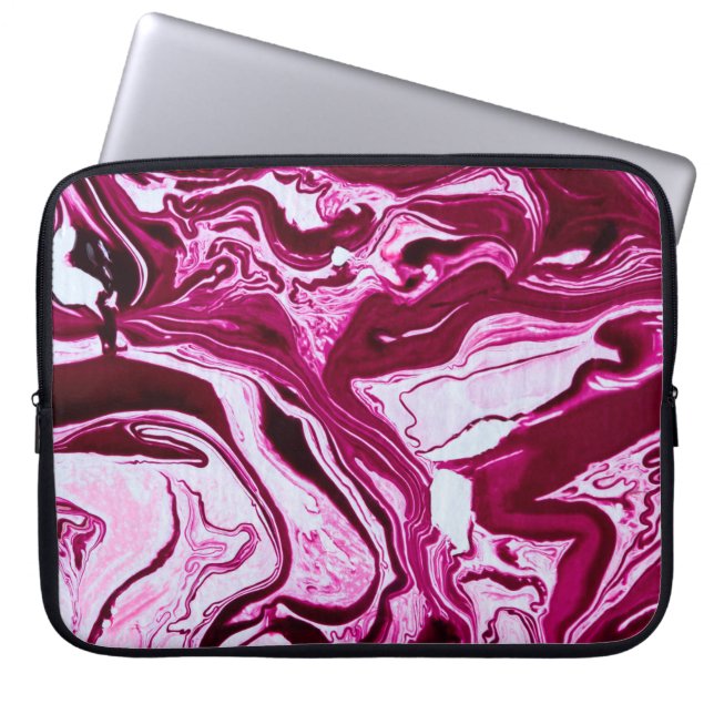 Magenta marmor struktur laptop fodral (Framsidan)