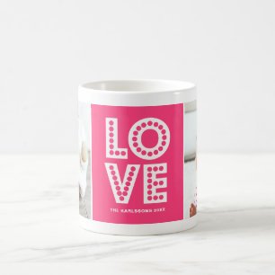 Magenta Marquee Valentine Day Anpassningsbar Photo Kaffemugg