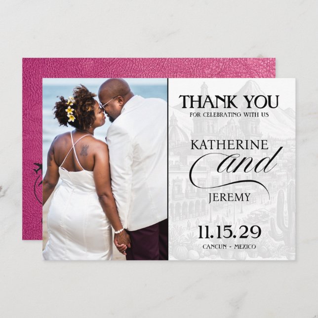 Magenta Mexiko Passport Tack Kort (Fram/baksida)