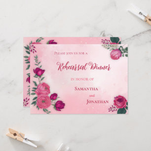 Magenta Modern Middag i Rosa ros Inbjudningar